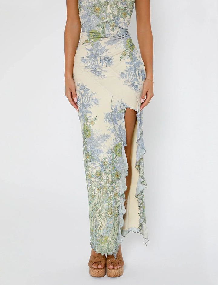 Stilla | Floral Print Hvid Maxi Kjole