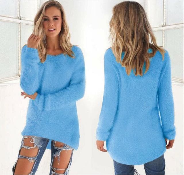 Stilla | Strikpullover Blød Fuzzy Kvalitet Løs Pasform Lange Ærmer
