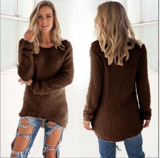 Stilla | Strikpullover Blød Fuzzy Kvalitet Løs Pasform Lange Ærmer