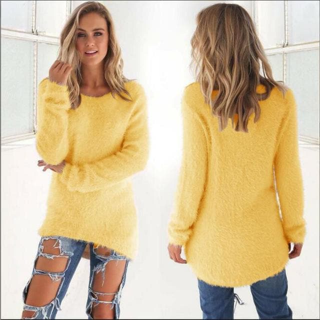 Stilla | Strikpullover Blød Fuzzy Kvalitet Løs Pasform Lange Ærmer