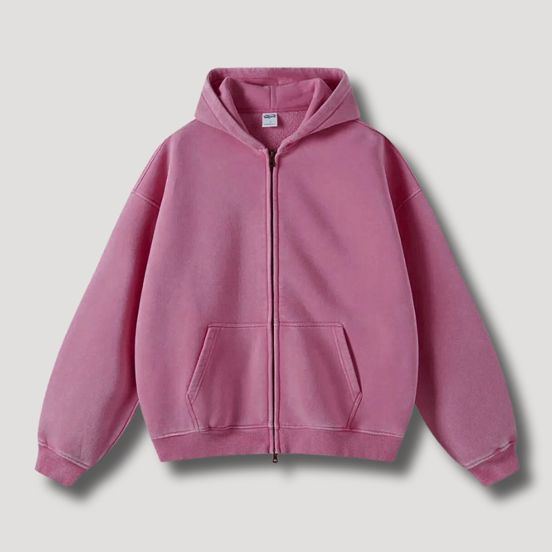 Stilla | Oversized Hætte Sweatshirt med Lynlås og Croppet Hætte