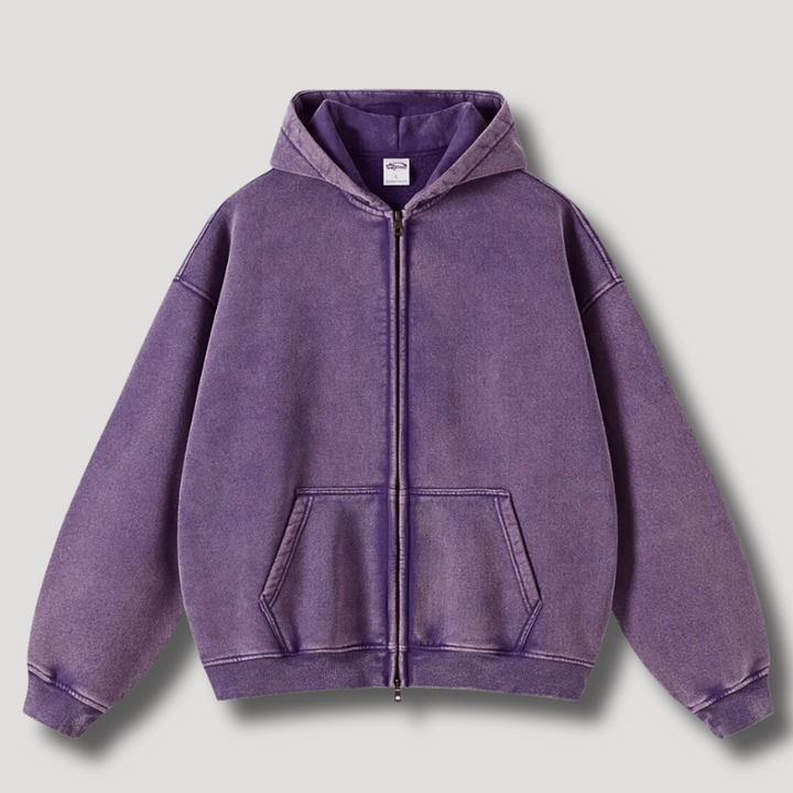 Stilla | Oversized Hætte Sweatshirt med Lynlås og Croppet Hætte
