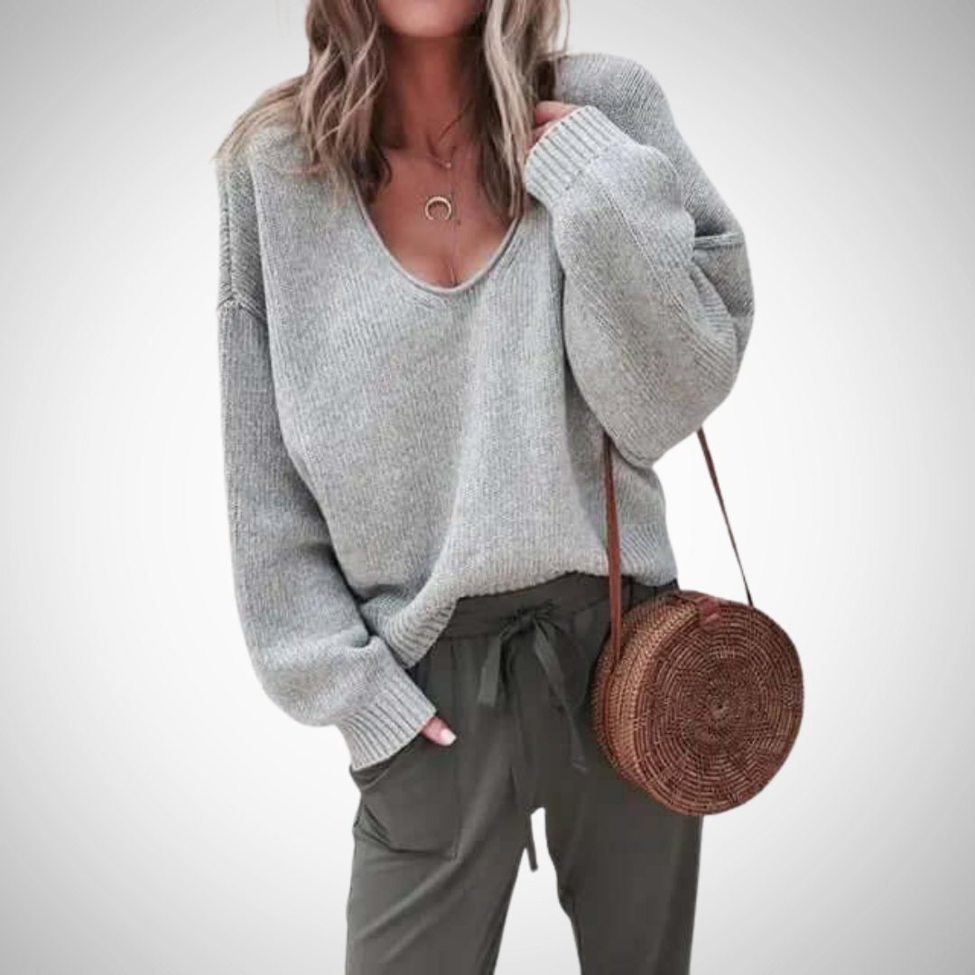 Stilla | Løs Strik V-Udskæring Pullover