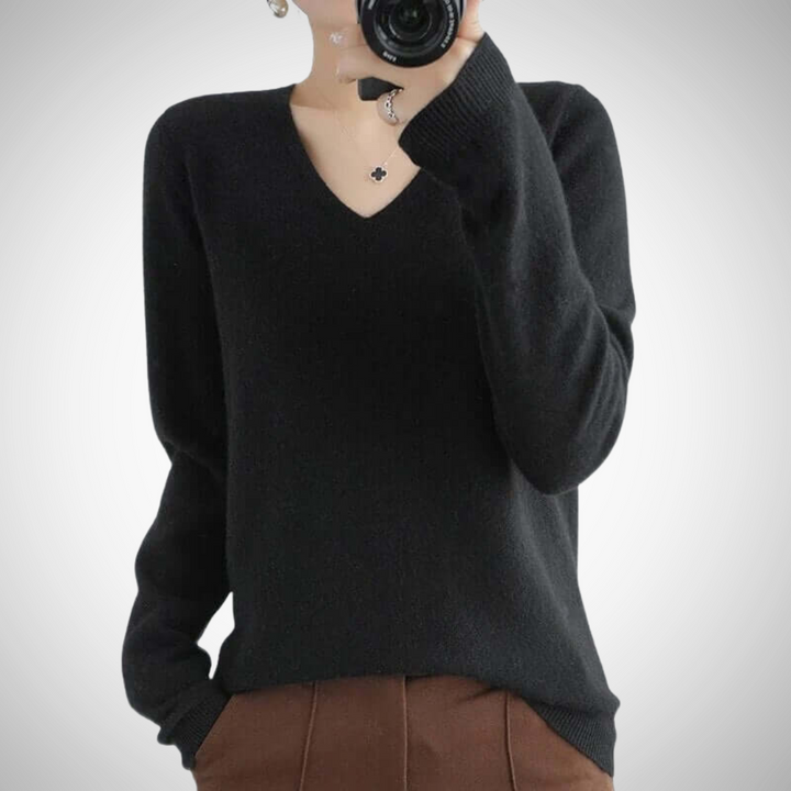 Stilla | Casual V-Udskæring Pullover med Fin Strik