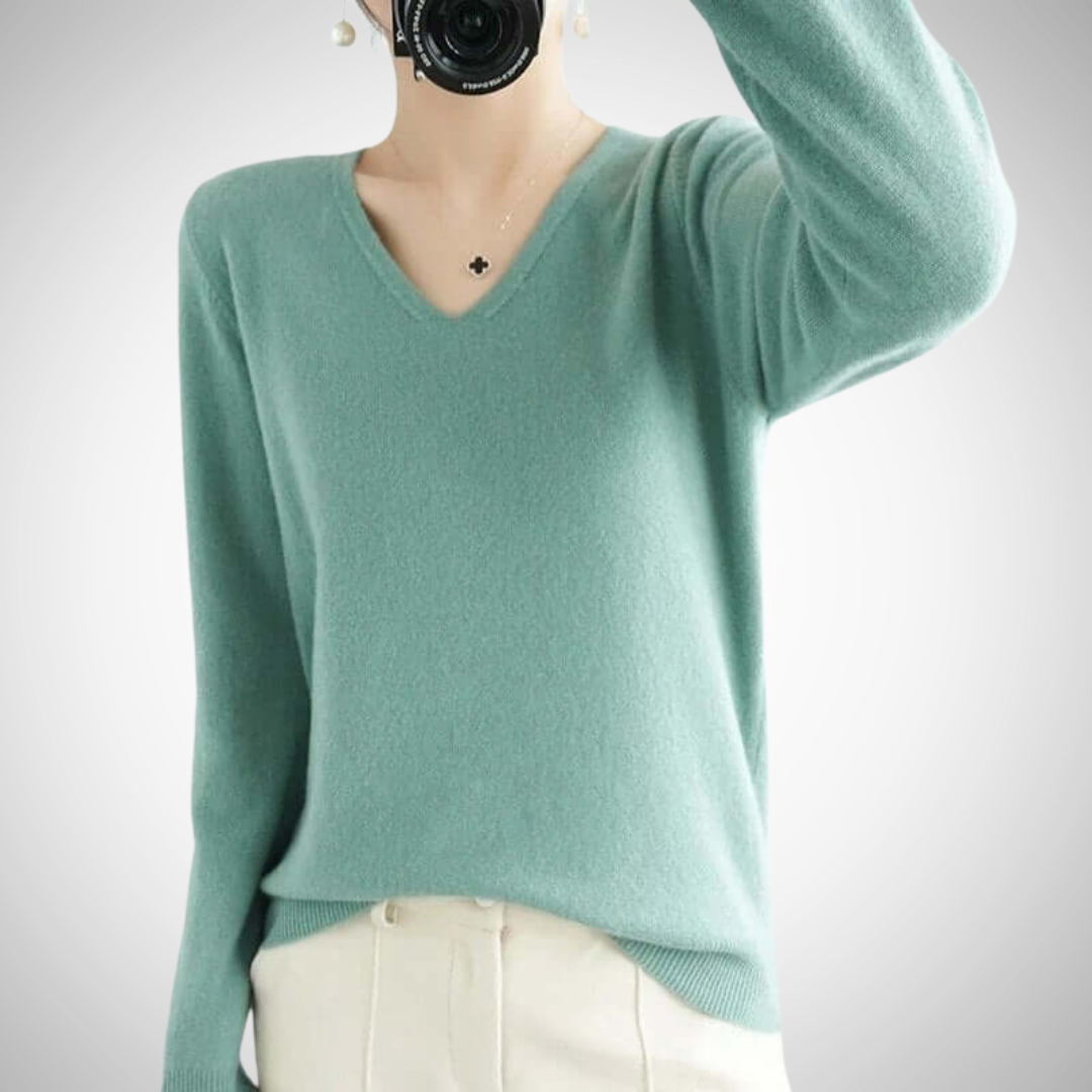 Stilla | Casual V-Udskæring Pullover med Fin Strik