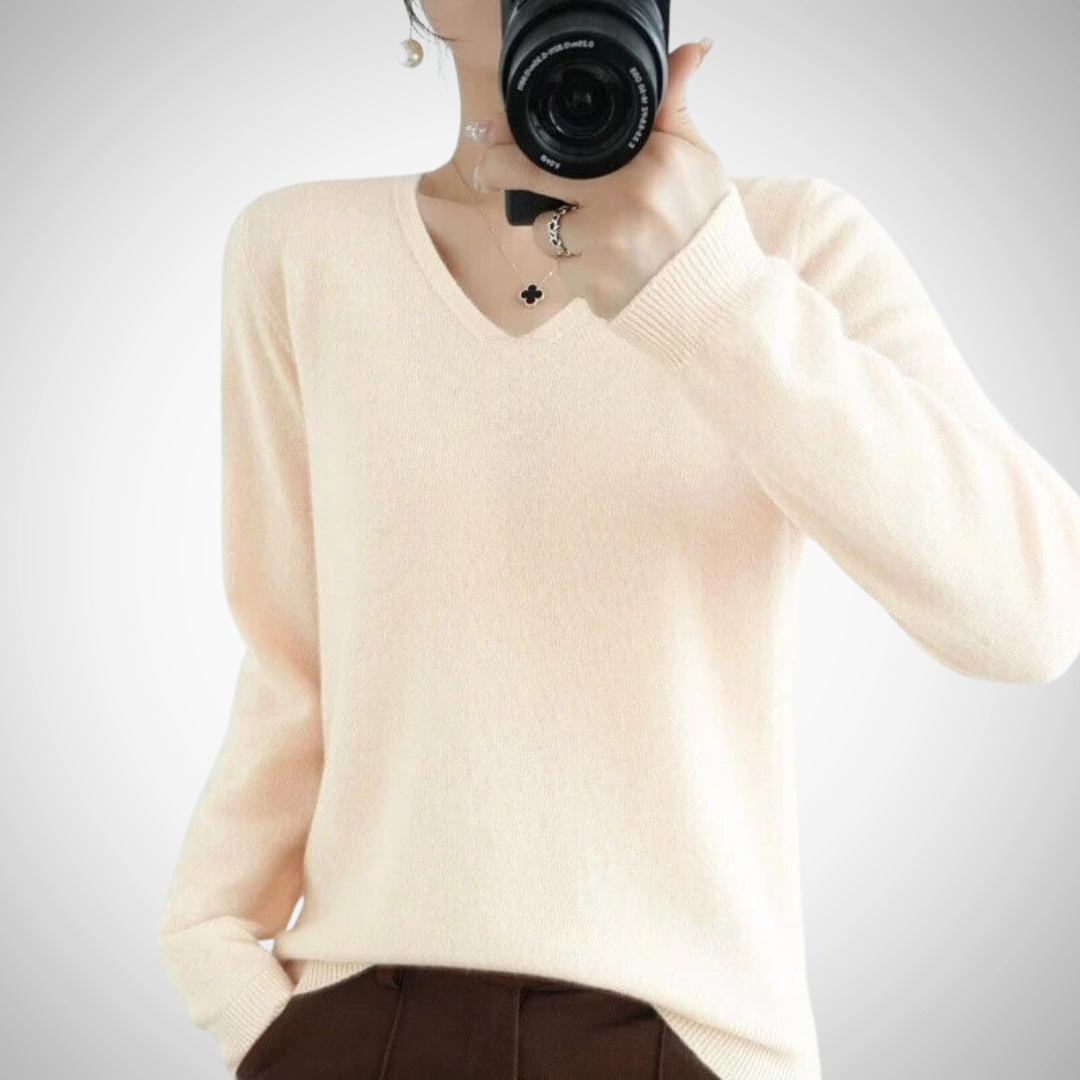 Stilla | Casual V-Udskæring Pullover med Fin Strik