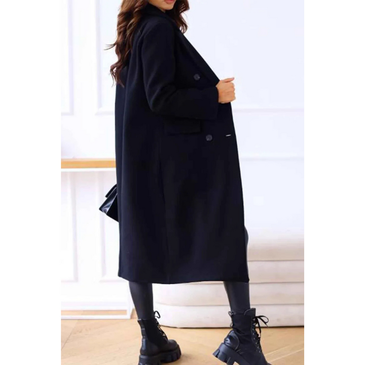 Stilla | Langfrakke Oversized Fit Uldkvalitet Dobbelt Knapper Klassiske Detaljer