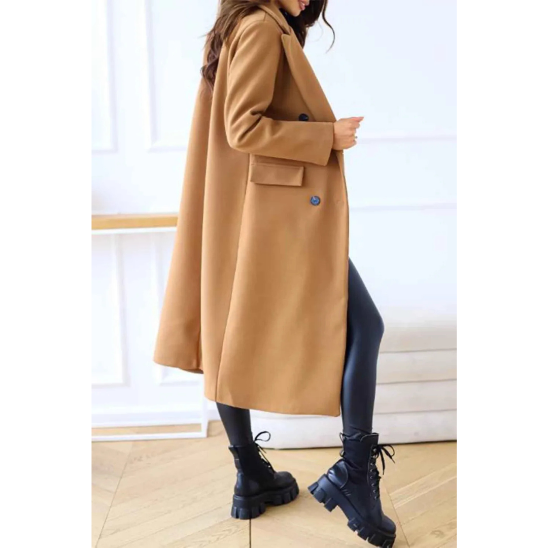 Stilla | Langfrakke Oversized Fit Uldkvalitet Dobbelt Knapper Klassiske Detaljer
