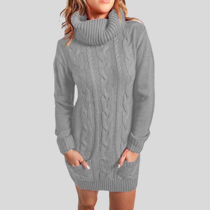Stilla | Kabelstrik Rullekravepullover Løstsiddende Snit Tunika-Længde Pullover