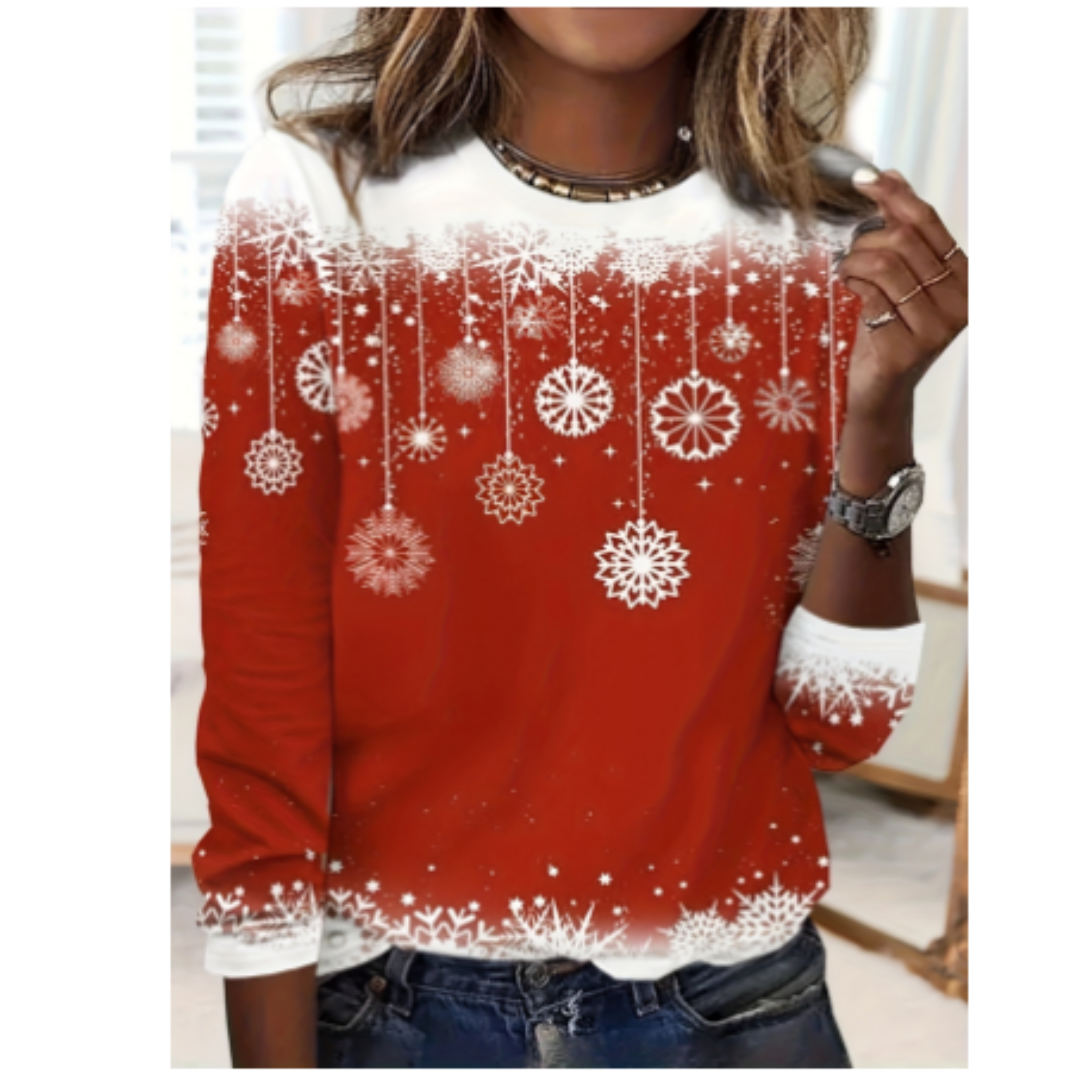 Stilla | Damebluse Med Lange Ærmer I Juledesign