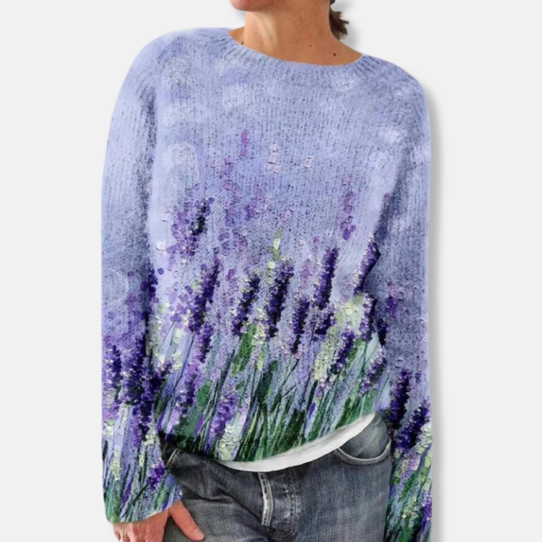 Stilla | Uld Rund hals udkast Pullover Floral Relaxed Fit Pullover