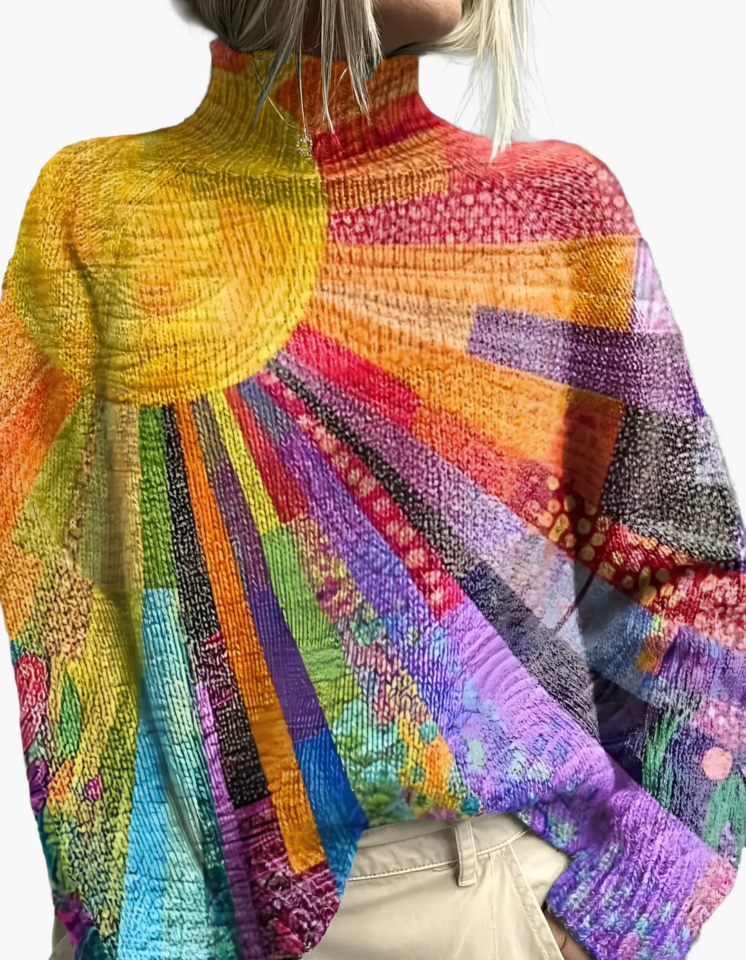 Stilla | Strikpullover med Rullekrave - Kunstnerisk Boho-Stil, Perfekt til Hverdag & Fritid