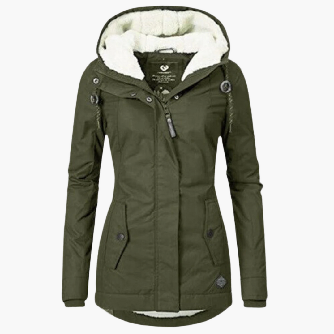 Stilla | Vinterjakke Sherpa-Hoodie - Moderigtig Parka til Kolde Dage, Figurvenlig Pasform, Perfekt Hverdagsven.