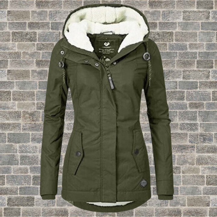 Stilla | elegant lang frakke med pelsfor