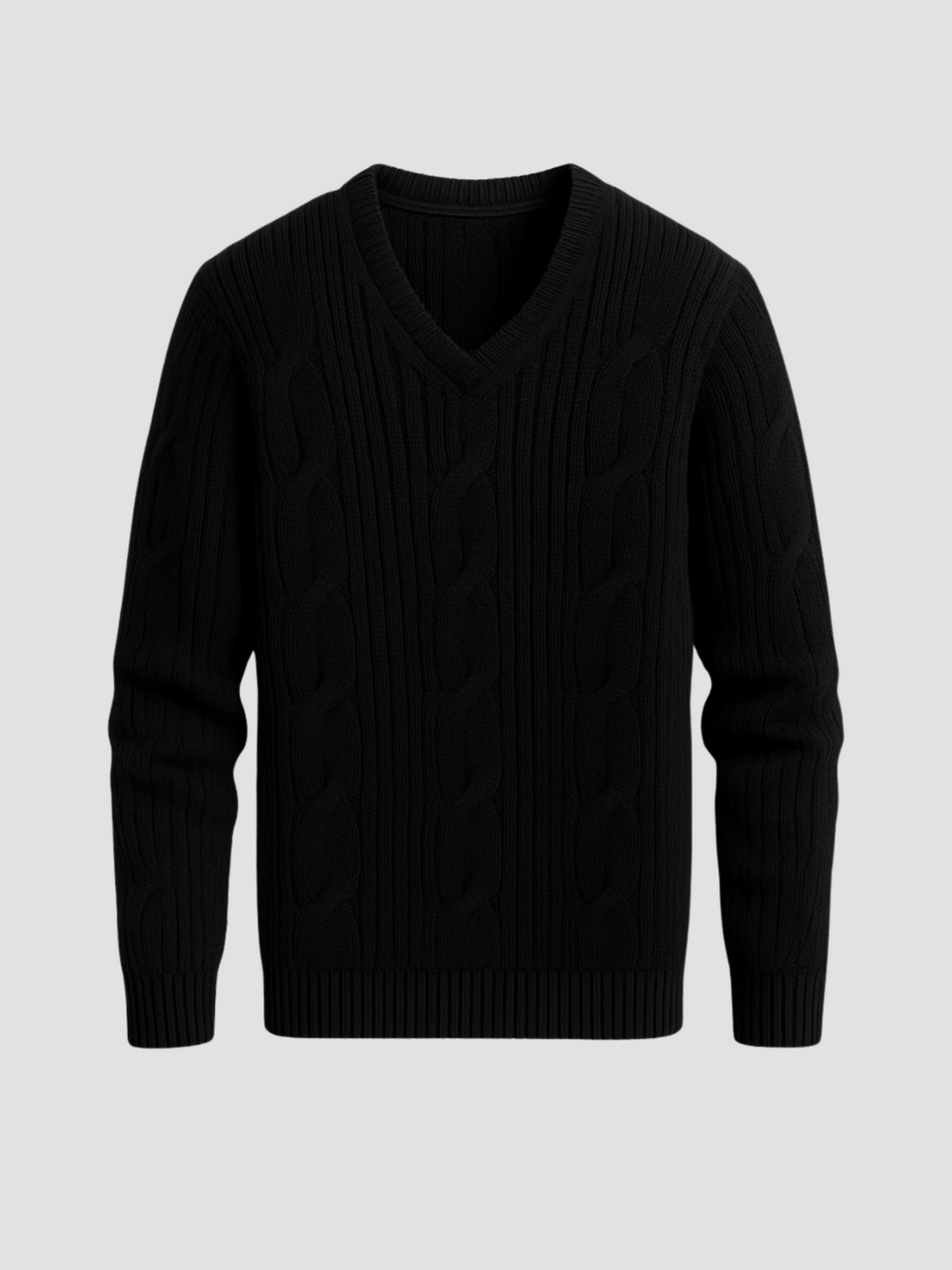 Stilla | Strik Sweater med Halsudskæring og Kabelmønster