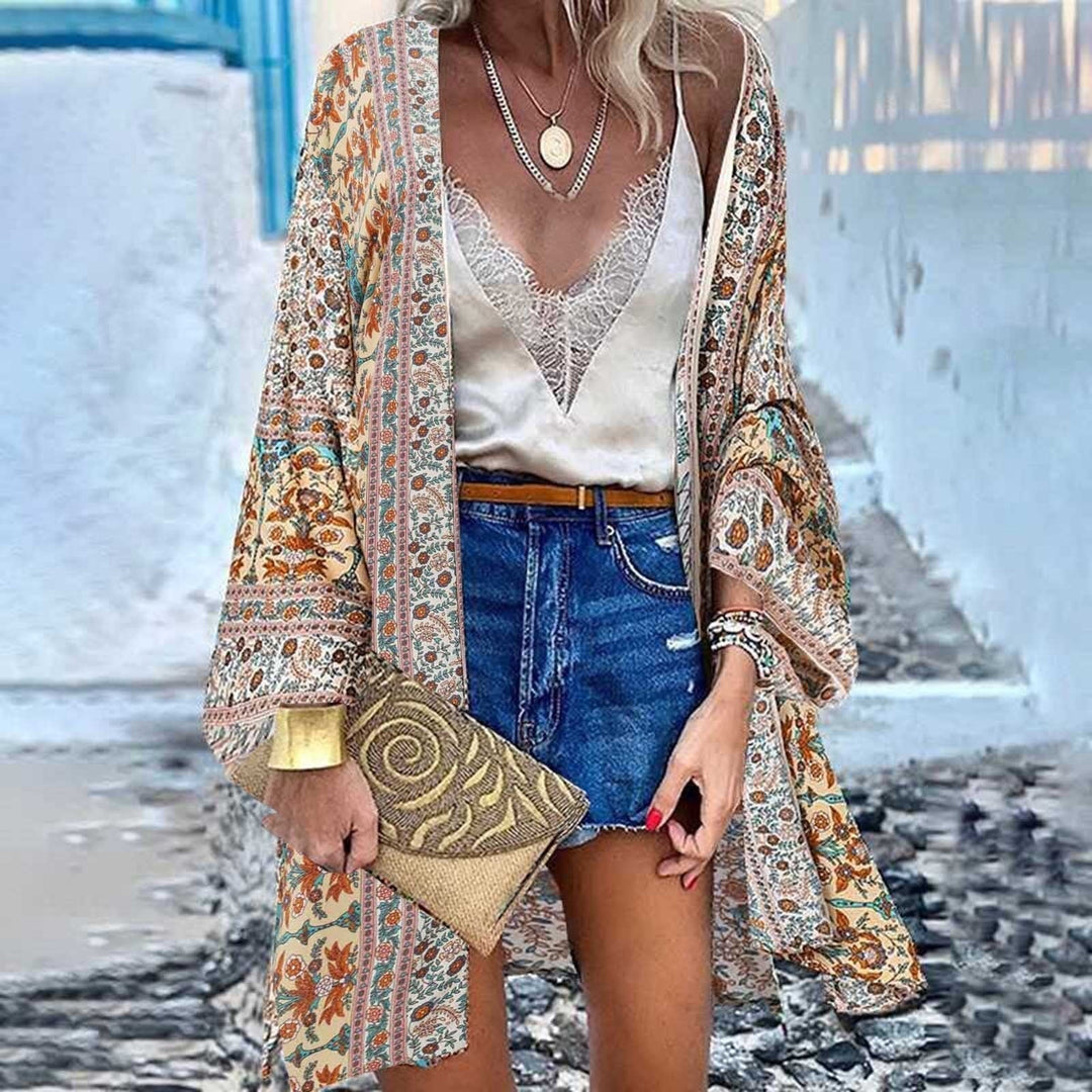 Skovae | Kimono Forøg dit sommergarderobe med vores farverige trykte kimono