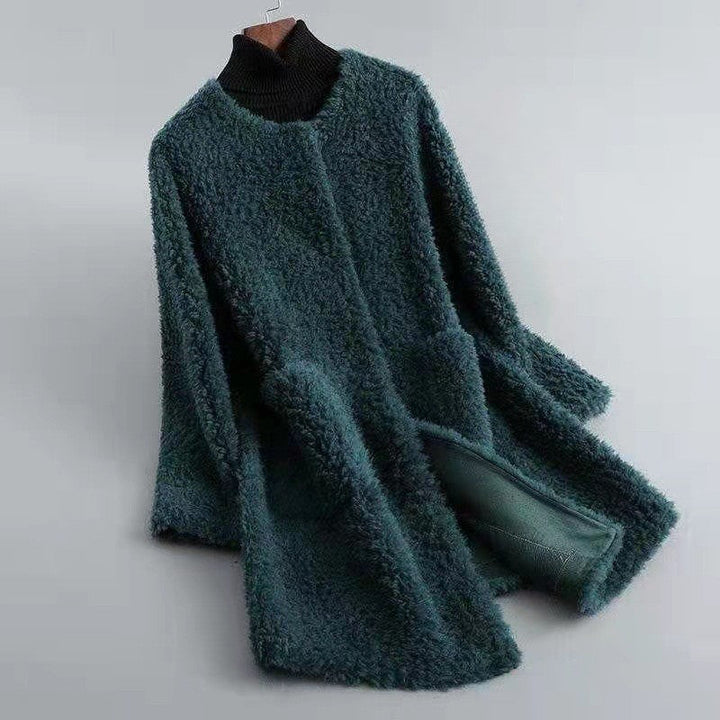 Stilla | Uldblanding Relaxed Fit Frakke med Patches Lommer Åben Frontfrakke