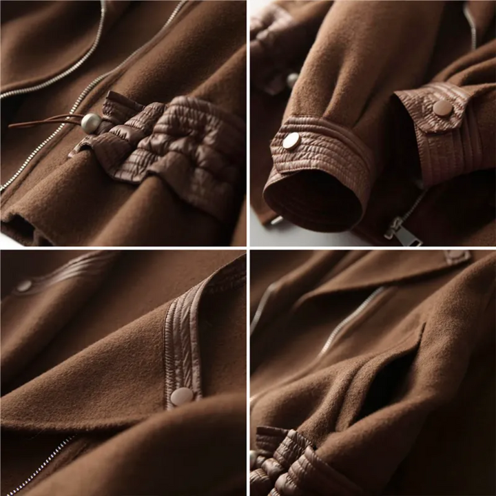 Stilla | Lynlås Cashmere Frakke - Overdimensioneret Uldmix med Asymmetrisk Lynlås