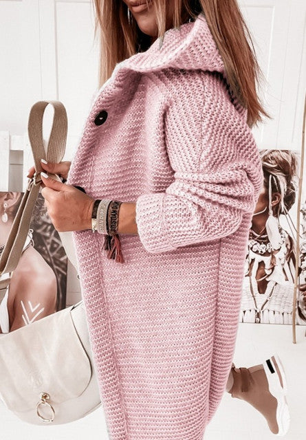 Stilla | Hoodie cardigan med knapper Varme vinter langærmet trøje frakke