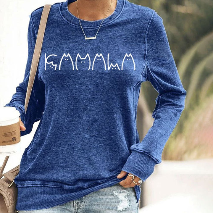 Stilla | Langærmet T-shirt med smukt kattemotiv