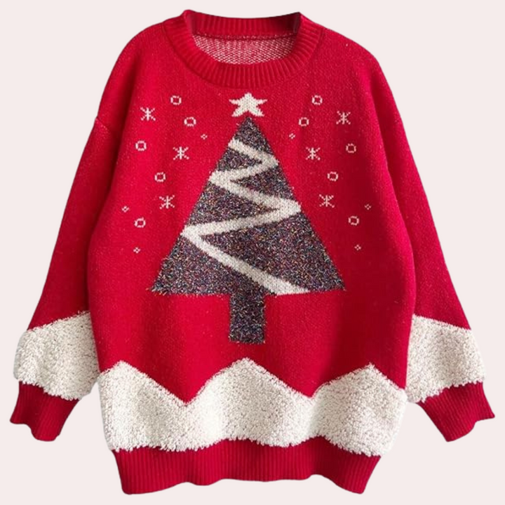 Stilla | Sweater med Juletræsprint til Dame