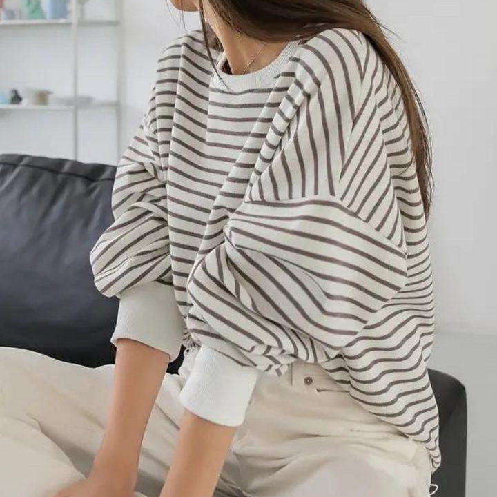 Stilla | Stilfuld Stribet Sweatshirt til Dame