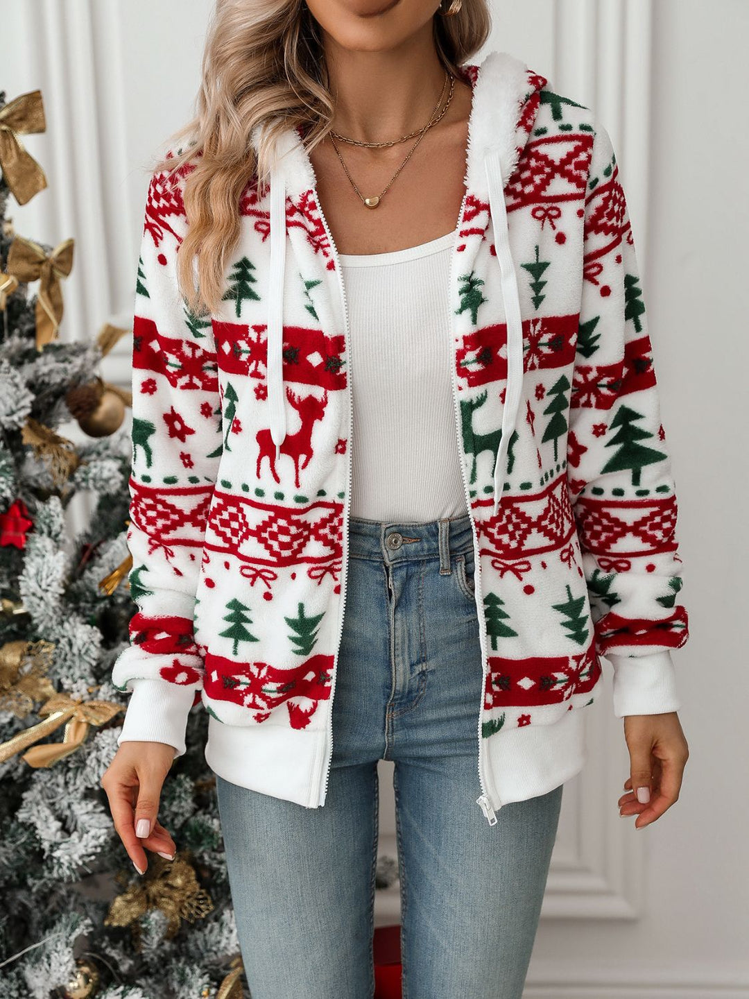 Stilla | Jule-Hoodie Dame Strik Rensdyr Pullover