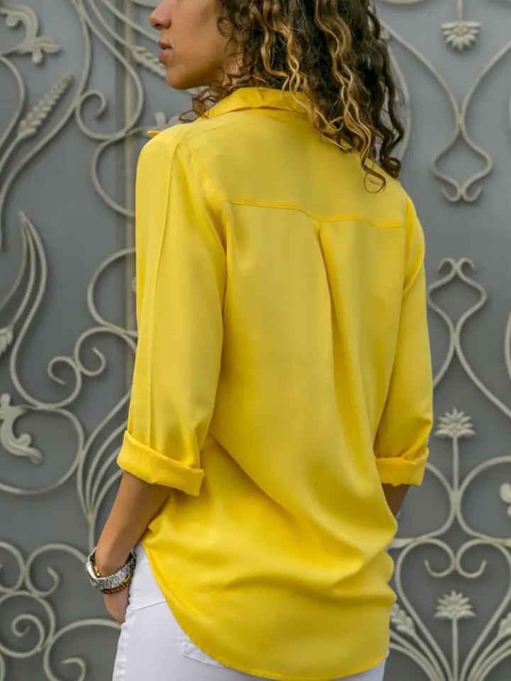 Stilla | Elegant Ensfarvet Chiffon Bluse