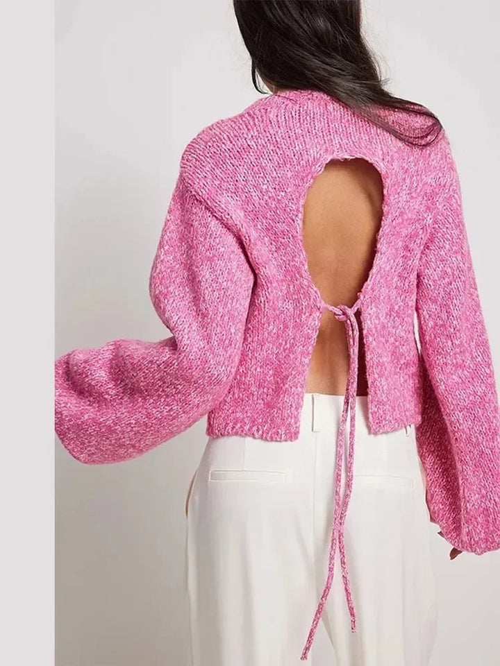 Stilla | Cropped top med lange ærmer og ryggsplit