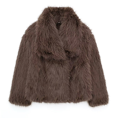 Stilla | Kort Skåret Faux-Fur-Jakke med Overdimensioneret Krave