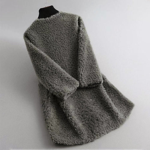 Stilla | Faux Shearling Midikabou med Rundhalssnit