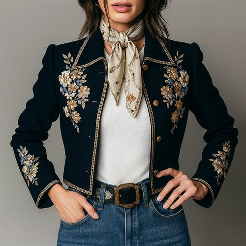 Stilla | Floral Broderet Kort Jakke