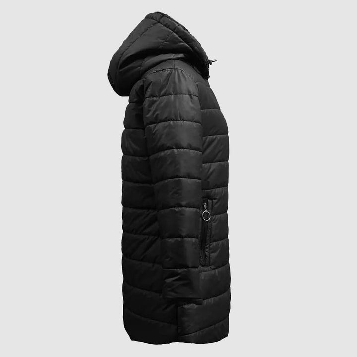 Stilla | Hætte-Lang Puffer-Frakke med Plysch-Foer