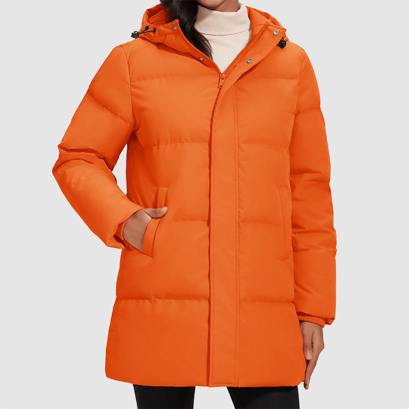 Stilla | Lang Steppet Puffer-Jakke med Dunfyldning
