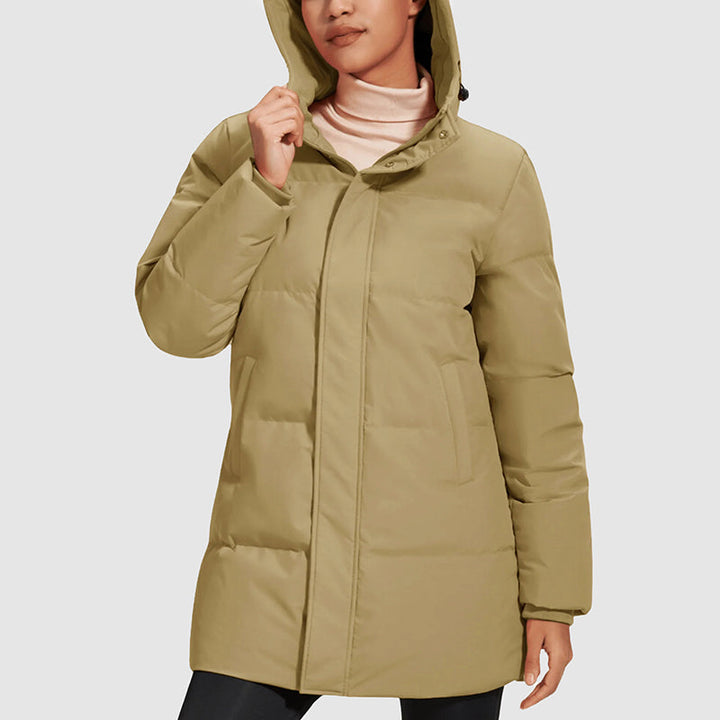 Stilla | Lang Steppet Puffer-Jakke med Dunfyldning