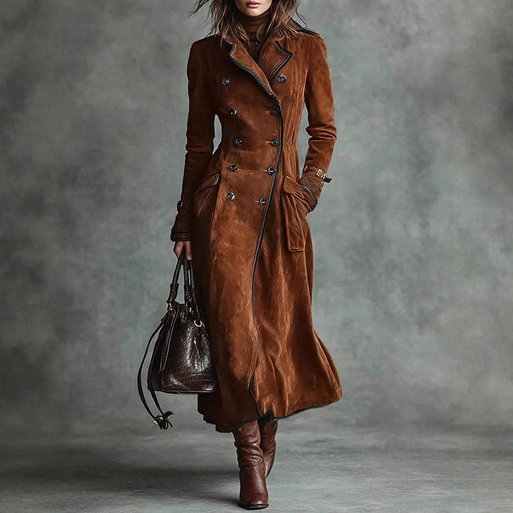 Stilla | Lang Wildleder-Style Trenchcoat med Dobbelt Række Design