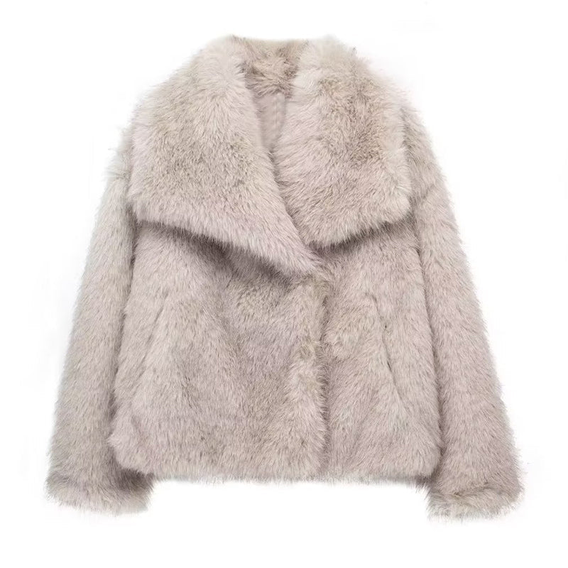 Stilla | Pelsdetalje Relaxed Fit Frakke Oversized Krave Hofte-længde Frakke