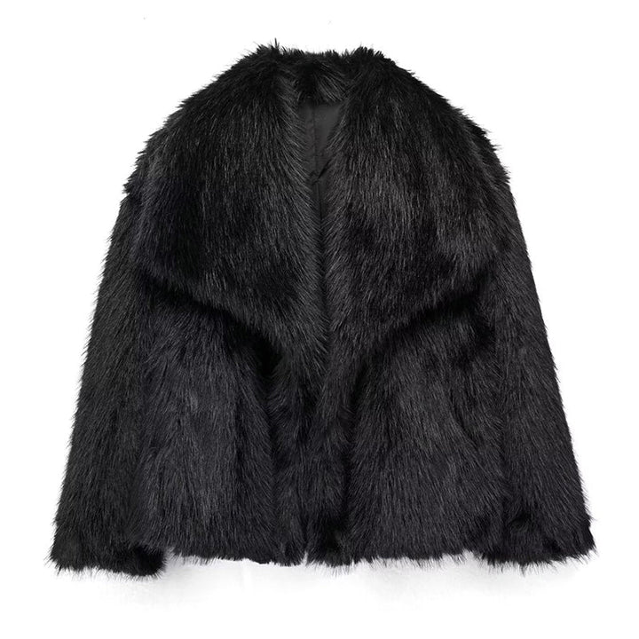 Stilla | Pelsdetalje Relaxed Fit Frakke Oversized Krave Hofte-længde Frakke
