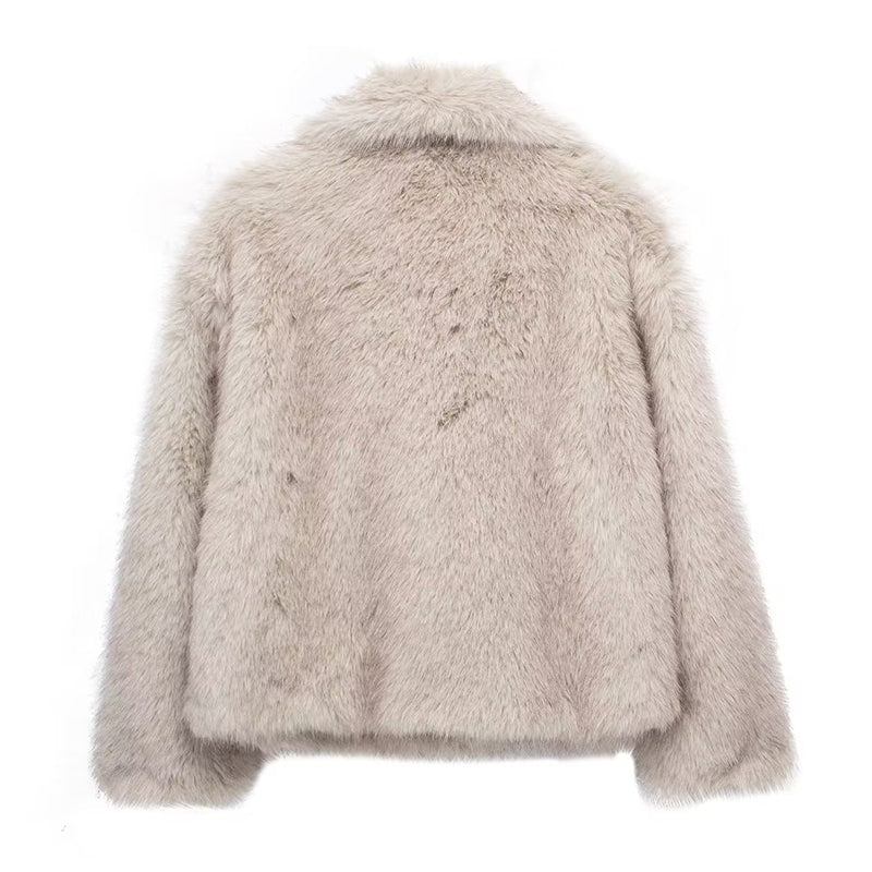 Stilla | Pelsdetalje Relaxed Fit Frakke Oversized Krave Hofte-længde Frakke
