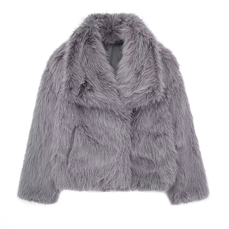 Stilla | Pelsdetalje Relaxed Fit Frakke Oversized Krave Hofte-længde Frakke