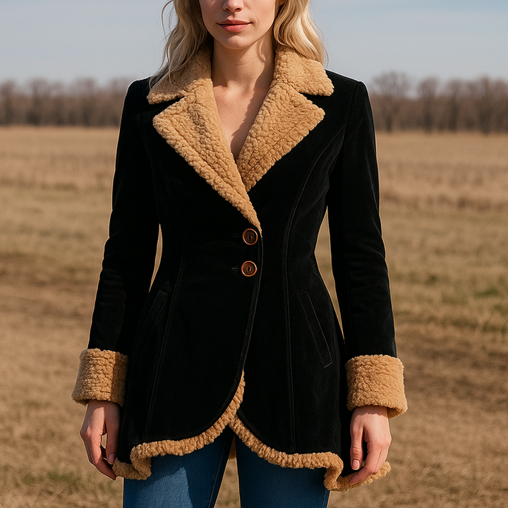 Stilla | Skræddersyet Frakke Faux-Fur Trim Knap-Front Frakke