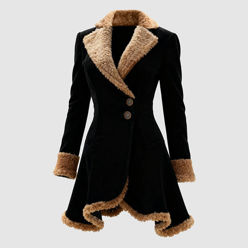 Stilla | Skræddersyet Frakke Faux-Fur Trim Knap-Front Frakke