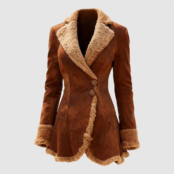 Stilla | Skræddersyet Frakke Faux-Fur Trim Knap-Front Frakke