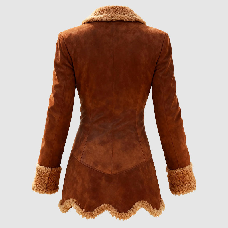 Stilla | Skræddersyet Frakke Faux-Fur Trim Knap-Front Frakke