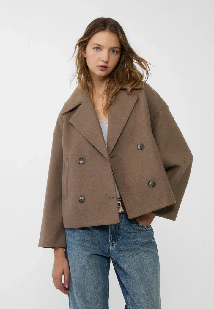 Stilla | Cropped Dobbeltbrystet Frakke Boxy Kort Jakke