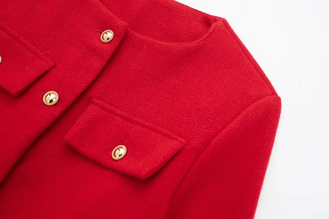 Stilla | Korte uldjakke blazer med knap og lomme detalje