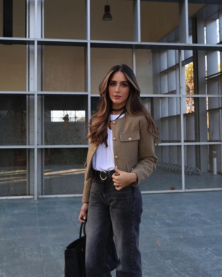 Stilla | Korte uldjakke blazer med knap og lomme detalje