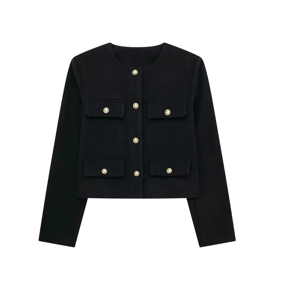 Stilla | Korte uldjakke blazer med knap og lomme detalje