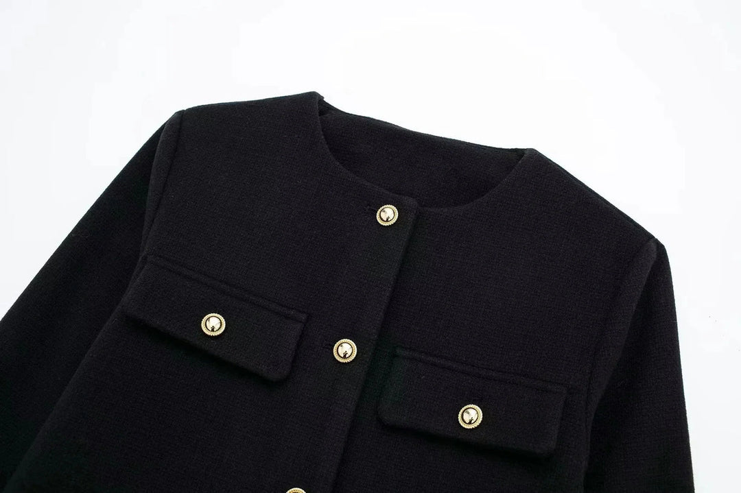 Stilla | Korte uldjakke blazer med knap og lomme detalje