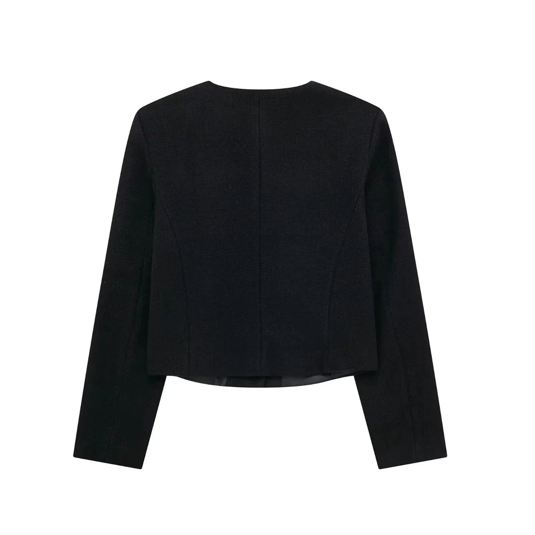 Stilla | Korte uldjakke blazer med knap og lomme detalje